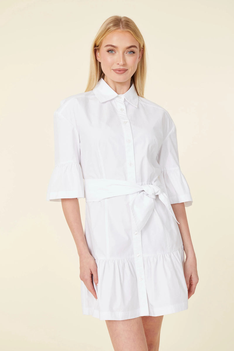 Dolce Cabo Poplin Ruffle Detail Dress With Or Without Sash