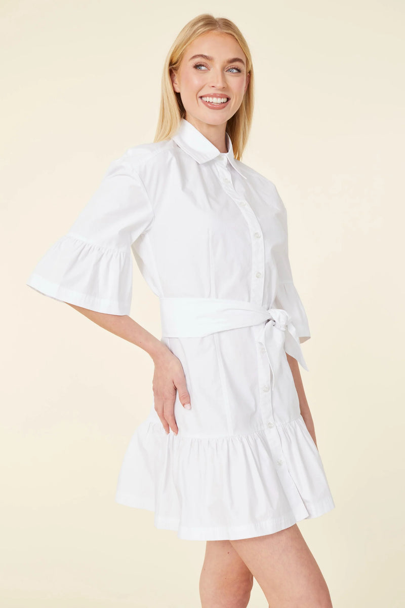 Dolce Cabo Poplin Ruffle Detail Dress With Or Without Sash