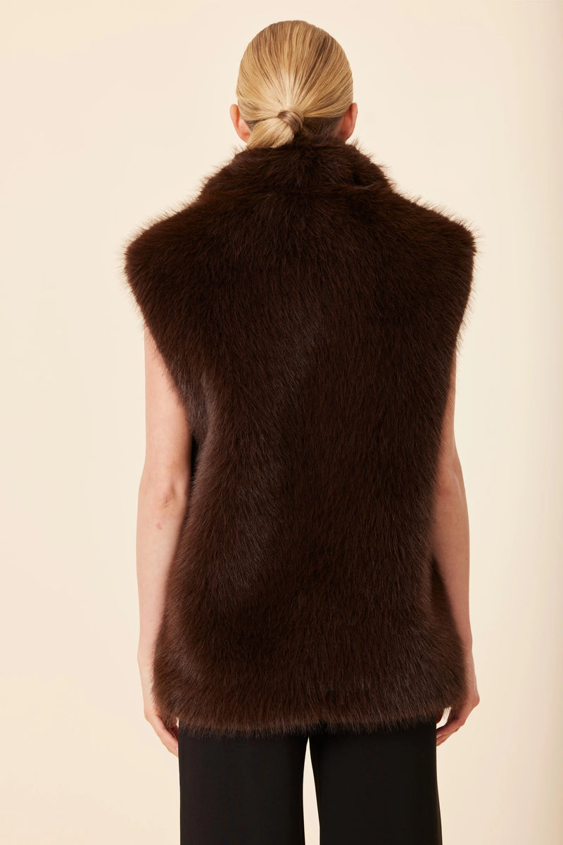 Dolce Cabo Faux Fur Stand Up Collar Vest