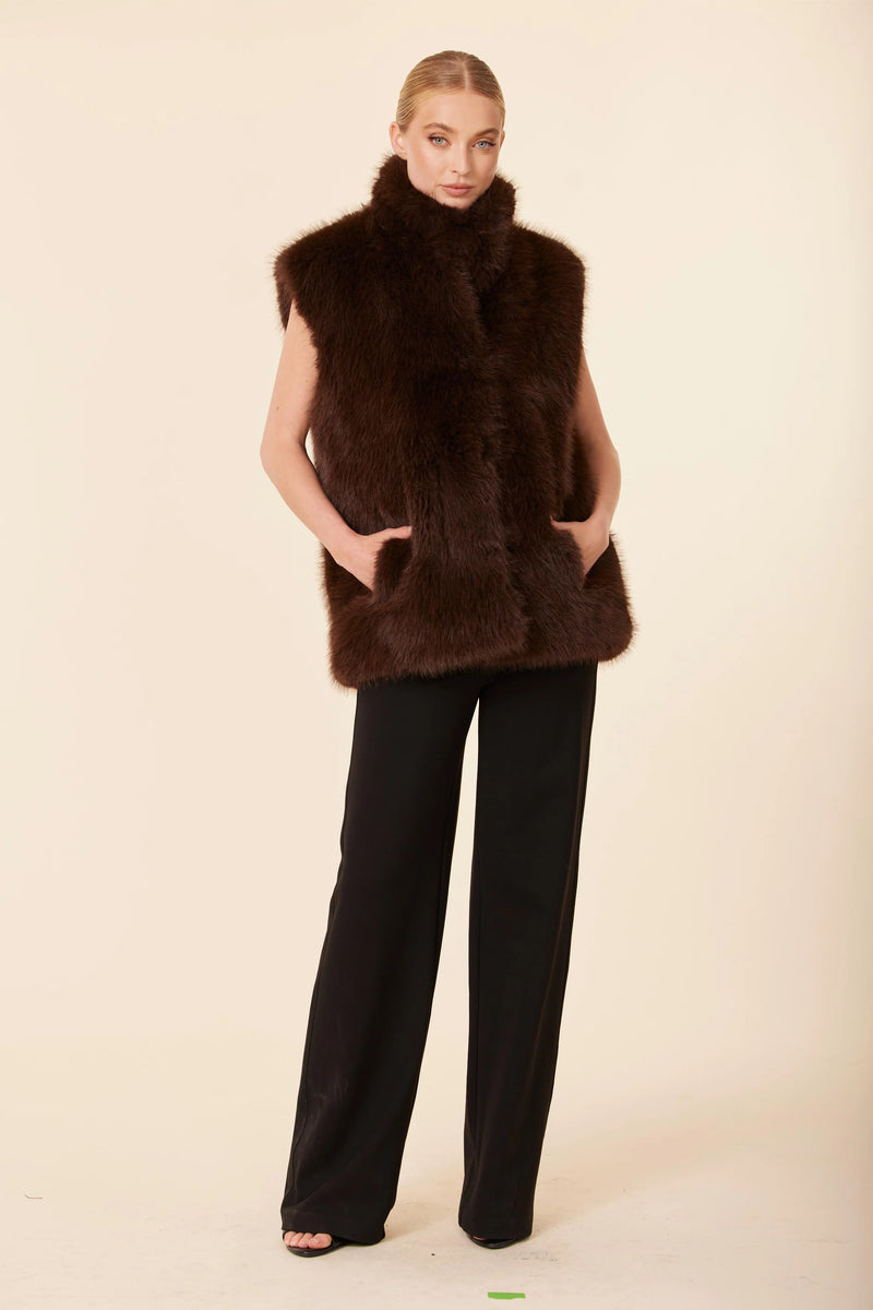 Dolce Cabo Faux Fur Stand Up Collar Vest