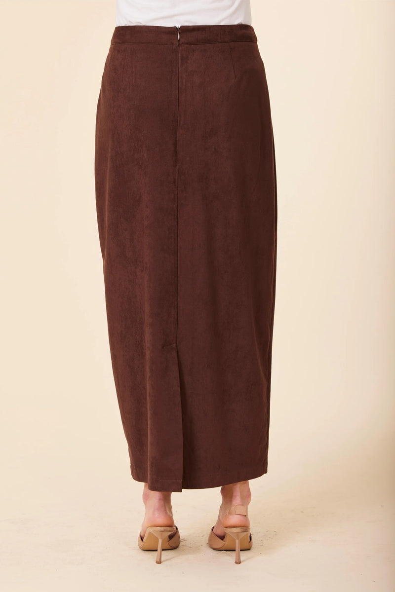 Dolce Cabo Faux Suede Side Buckle Long Skirt
