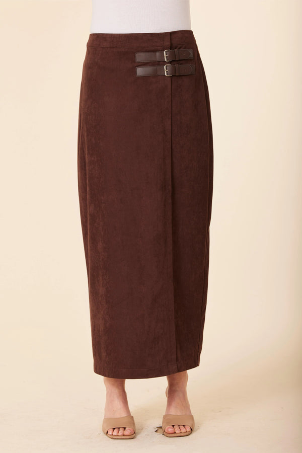 Dolce Cabo Faux Suede Side Buckle Long Skirt