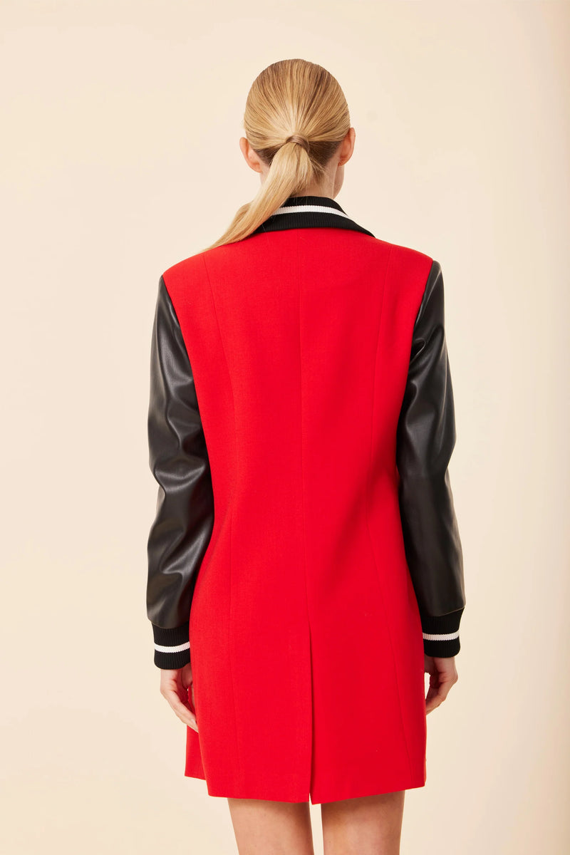 Dolce Cabo Vegan Leather Sleeve Varsity Dress / Jacket