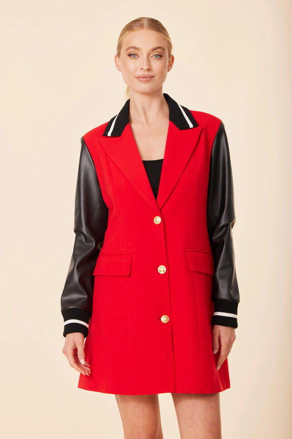 Dolce Cabo Vegan Leather Sleeve Varsity Dress / Jacket