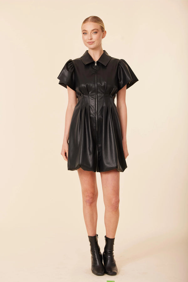 Dolce Cabo Vegan Leather Zip Bubble Dress