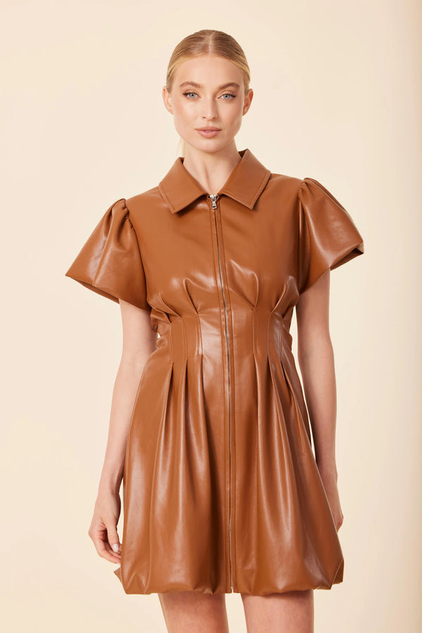 Dolce Cabo Faux Leather Zip Bubble Dress