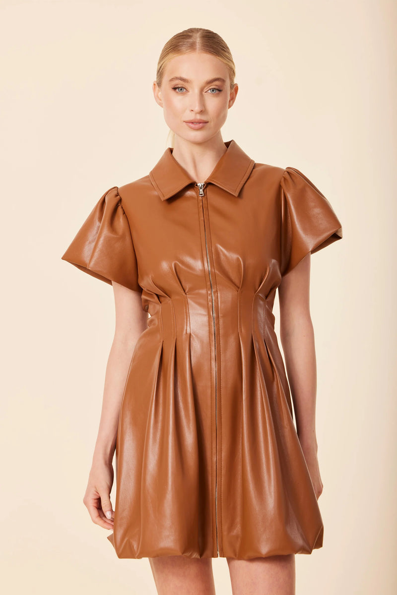 Dolce Cabo Faux Leather Zip Bubble Dress