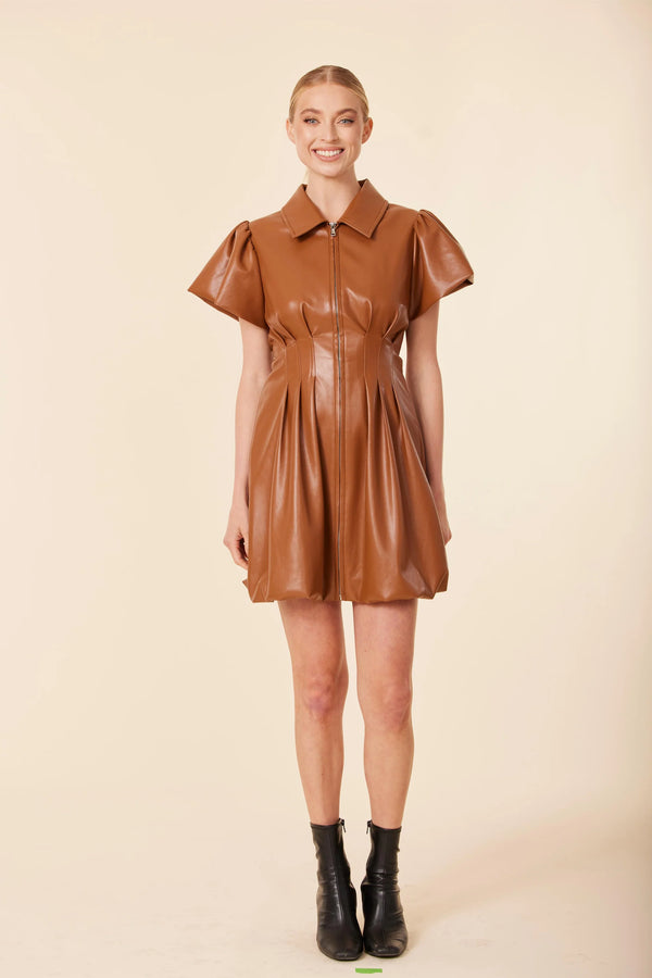 Dolce Cabo Faux Leather Zip Bubble Dress