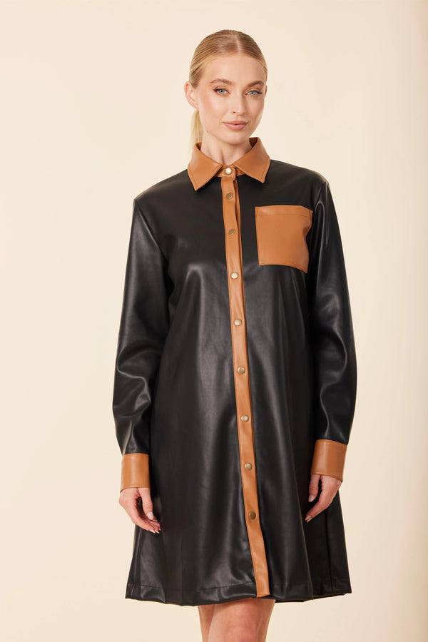 Dolce Cabo Vegan Leather Longsleeve Dress
