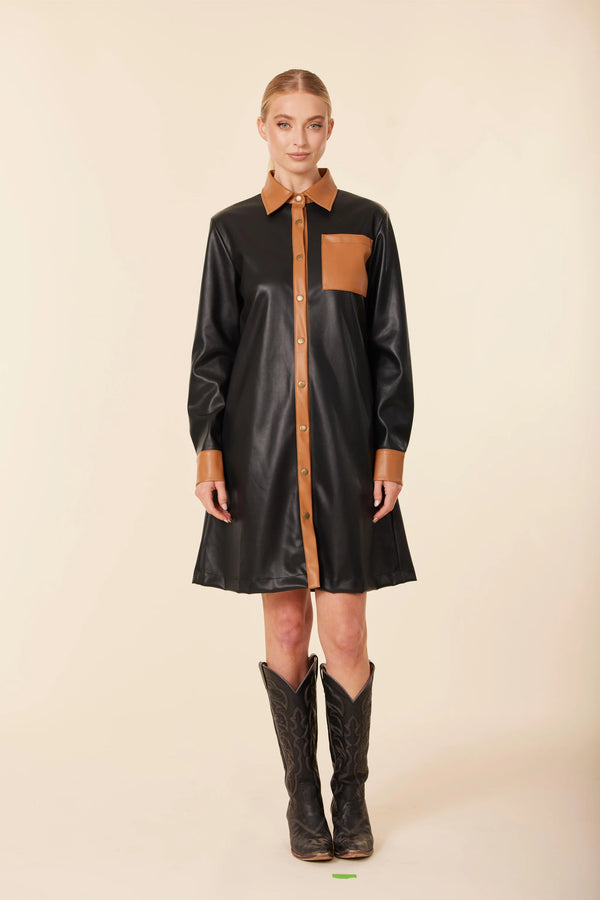 Dolce Cabo Vegan Leather Longsleeve Dress