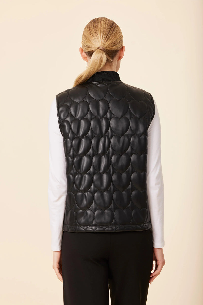 Dolce Cabo Faux Leather Quilted Heart Vest