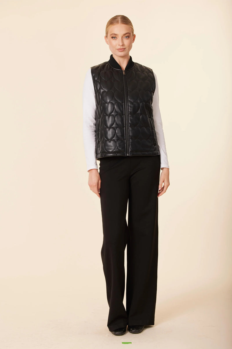 Dolce Cabo Faux Leather Quilted Heart Vest