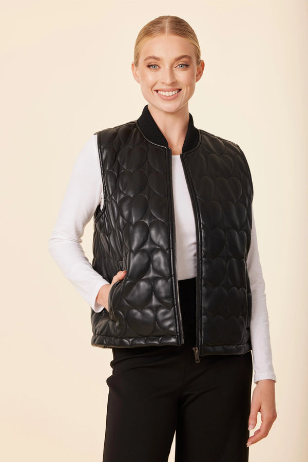 Dolce Cabo Faux Leather Quilted Heart Vest