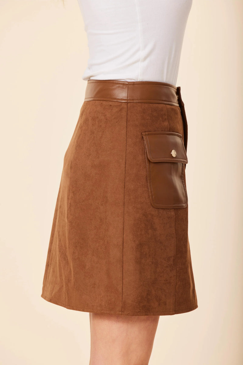 Dolce Cabo Faux Suede And Faux Leather Skirt