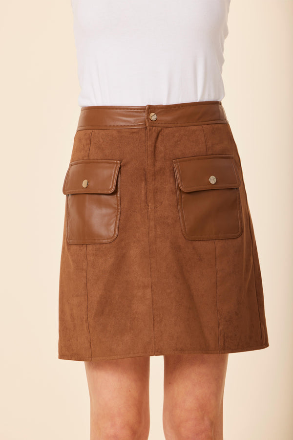 Dolce Cabo Faux Suede And Faux Leather Skirt