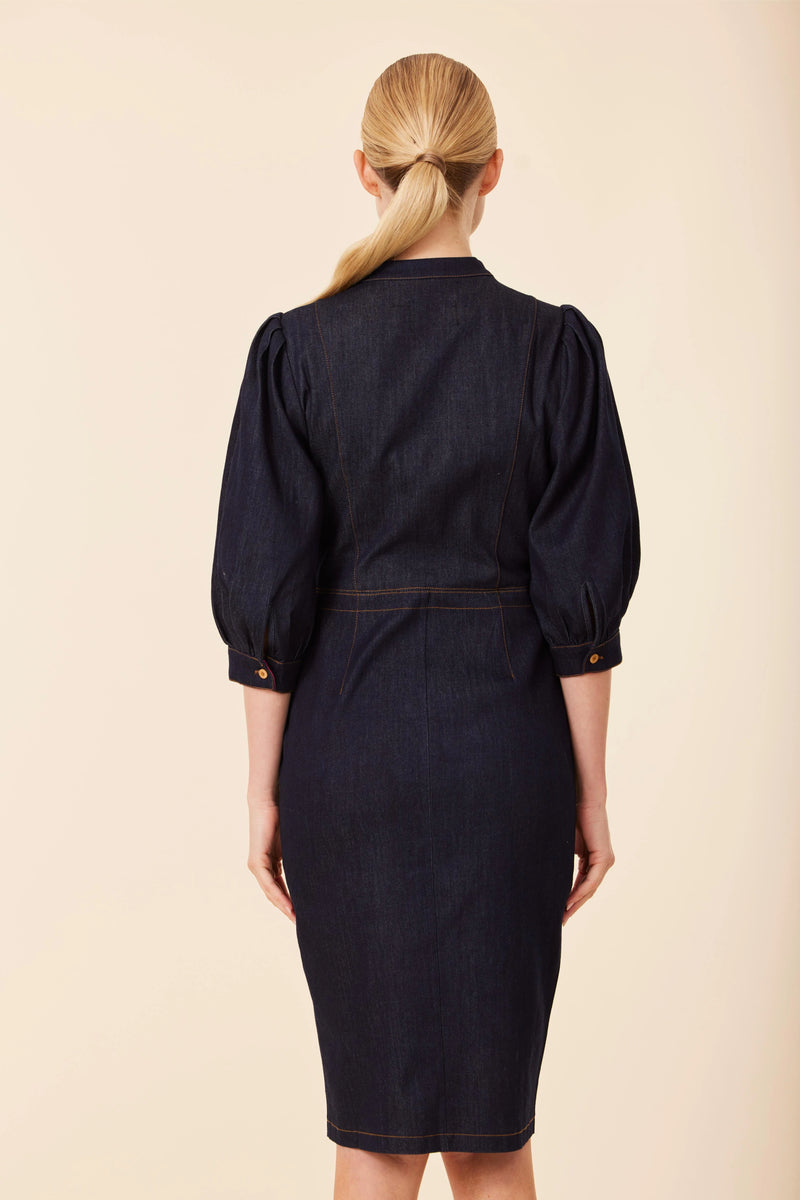 Dolce Cabo Denim Gold Button Dress