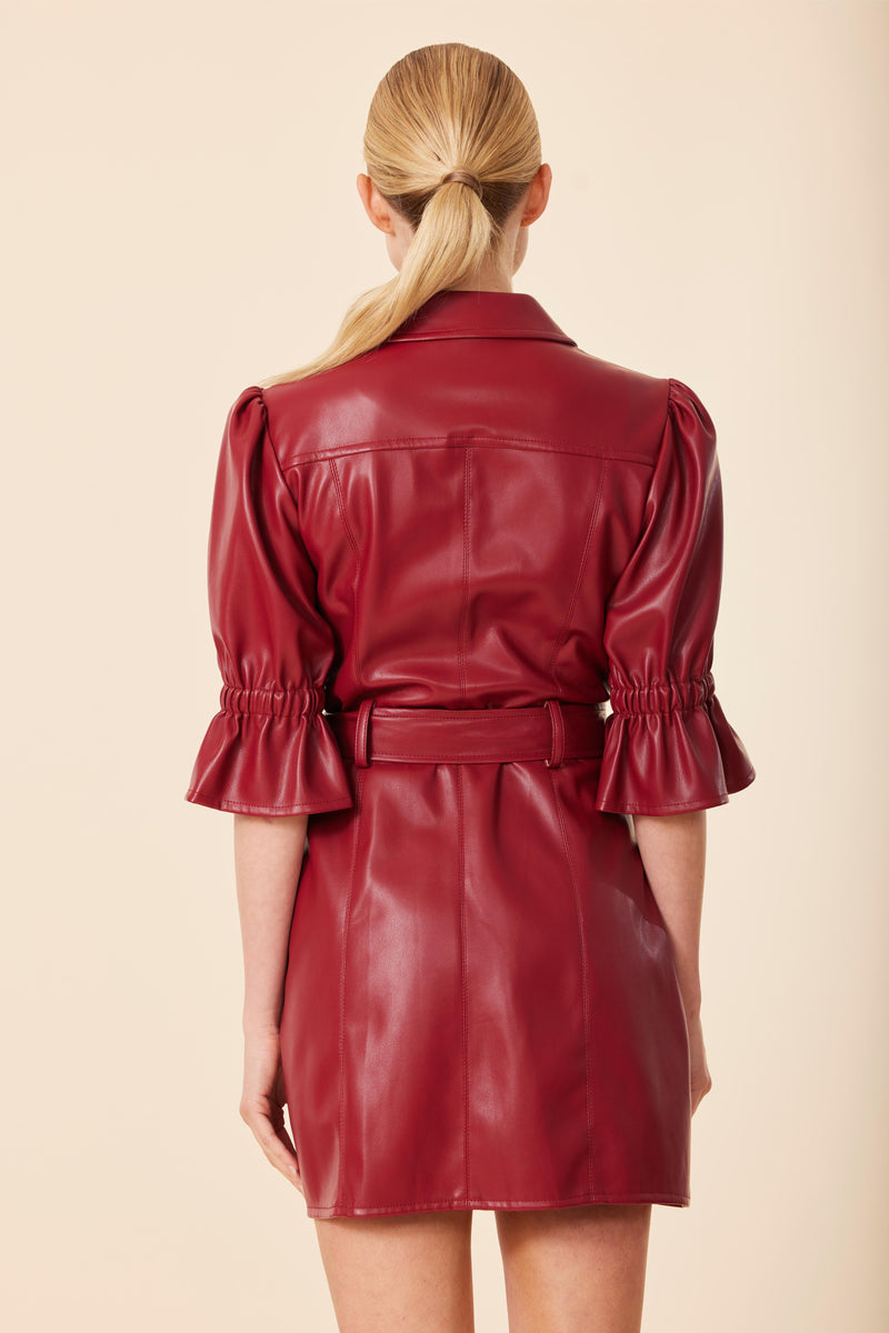 Dolce Cabo Faux Leather Belted Zip Dress