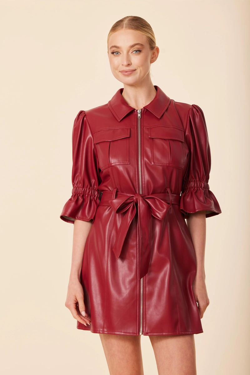 Dolce Cabo Faux Leather Belted Zip Dress