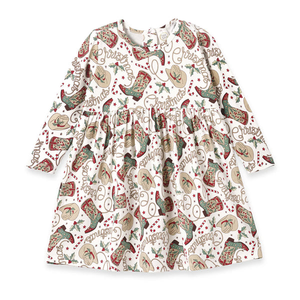Tesa Babe Western Christmas Girls Dress – Soft Bamboo Holiday Style