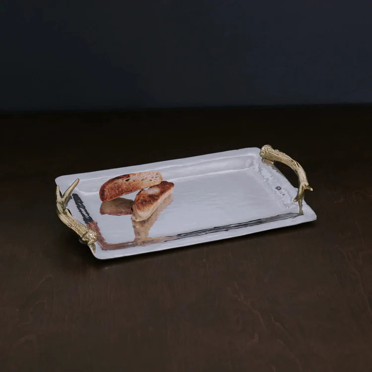 BEATRIZ BALL Antler Emerson Long Rectangular Tray with Gold Handles