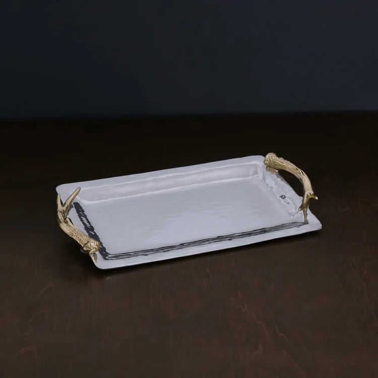 BEATRIZ BALL Antler Emerson Long Rectangular Tray with Gold Handles