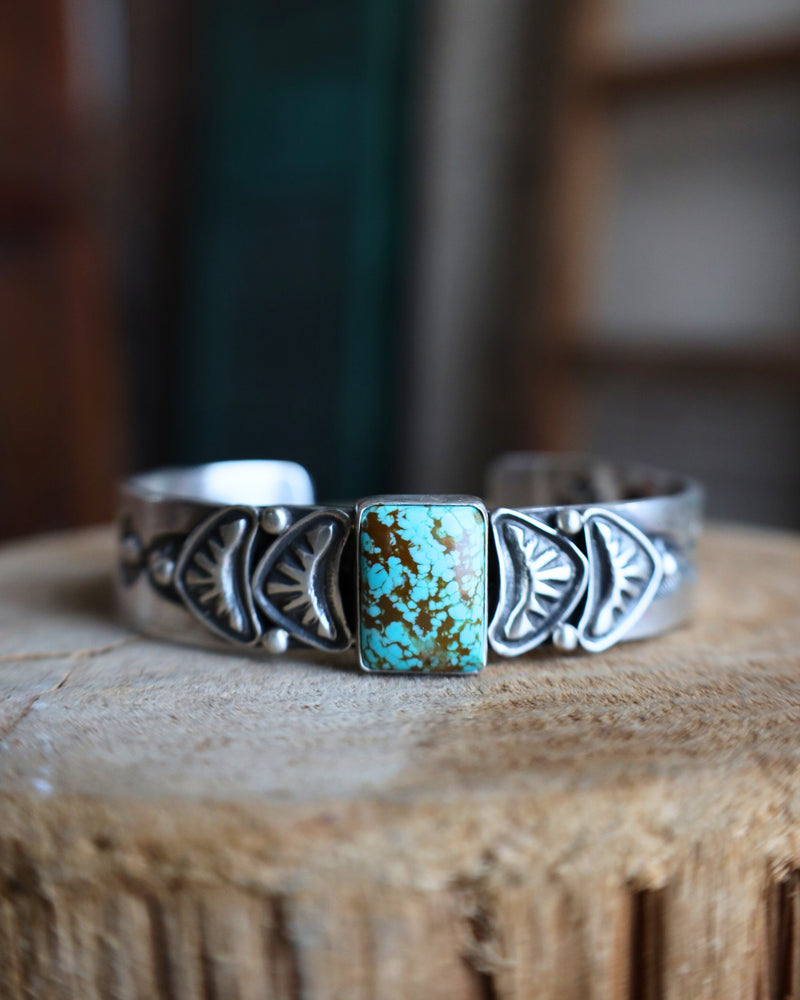 Turquoise and Brown Rectangle 2 Plates Cuff 