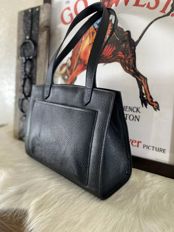 Lovleathers Black Pebble Grain Leather Tote Bag