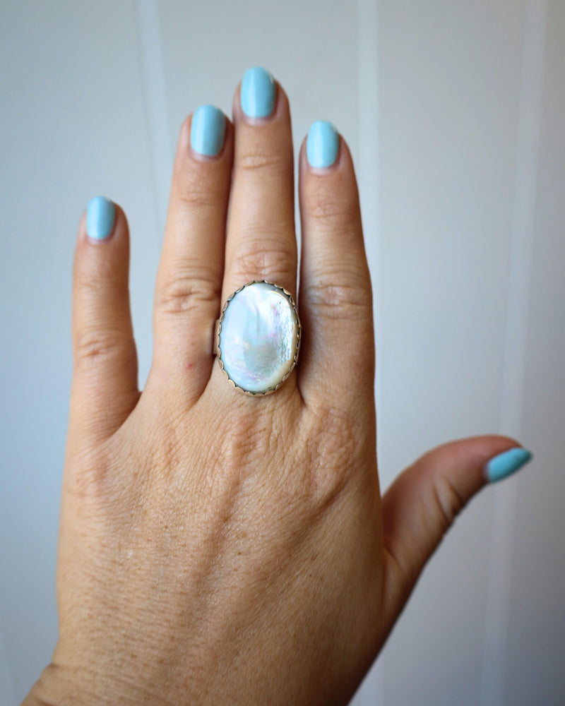 RICHARD SCHMIDT MOTHER OF PEARL RING- SIZE 8