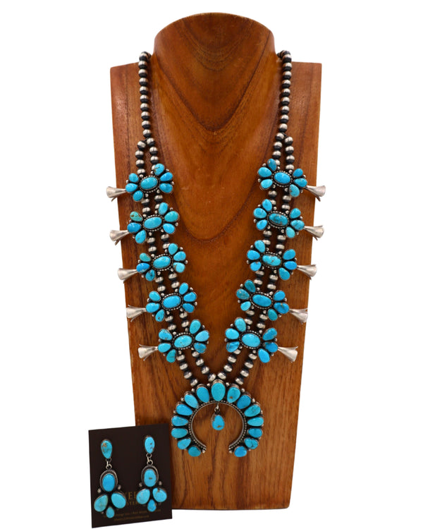 TURQUOISE NAJA MATCHING EARRING AND NECKLACE SET