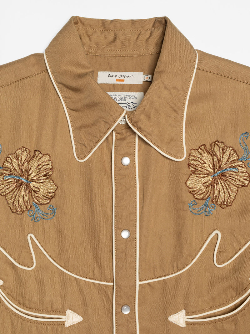 Nudie Jeans Co. Gonzo Cowboy Flower Shirt Tobacco