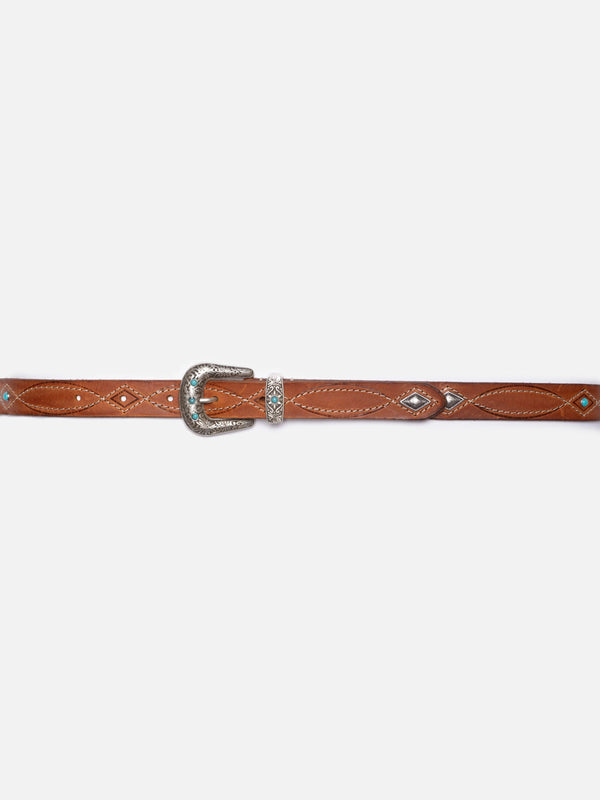 Nudie Jeans Co. Western Embellished Belt Toffee Brown