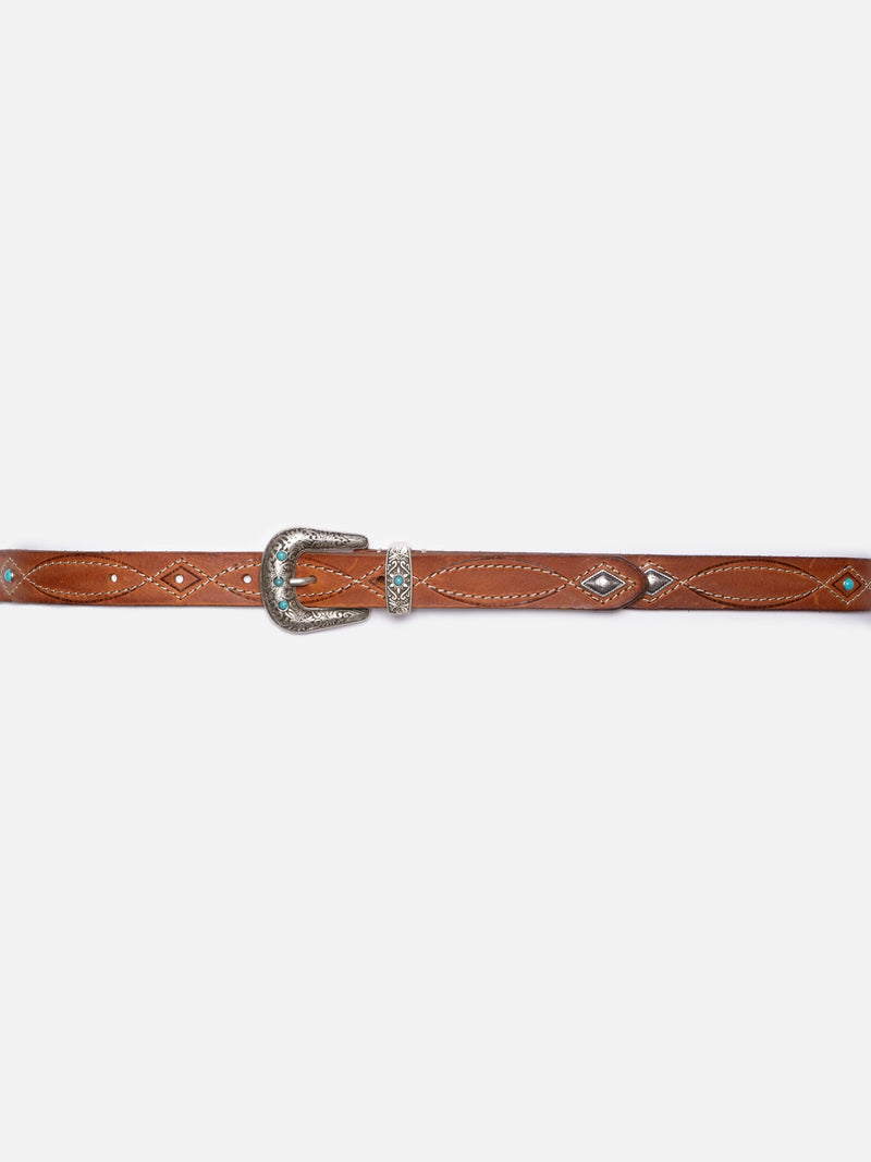 Nudie Jeans Co. Western Embellished Belt Toffee Brown