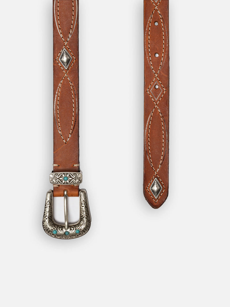 Nudie Jeans Co. Western Embellished Belt Toffee Brown