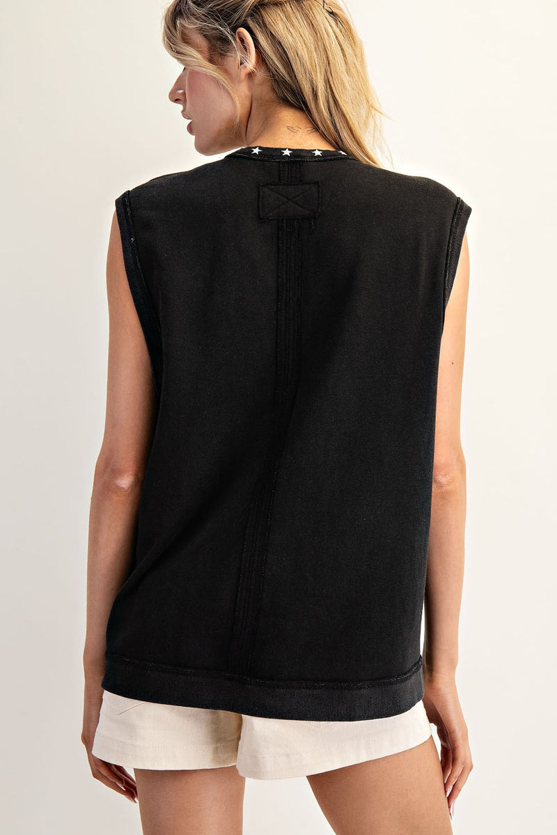 Eesome Embroidered Horseshoe Sleeveless Top