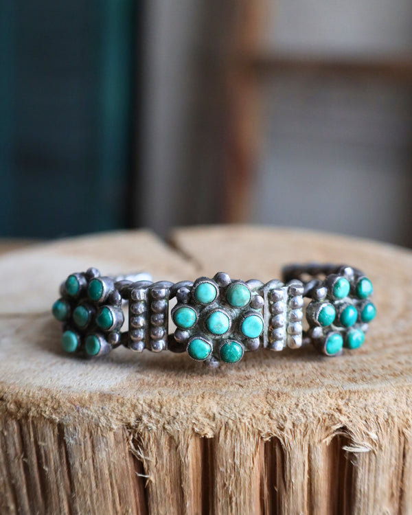 Vintage Green Turquoise Rope Cuff