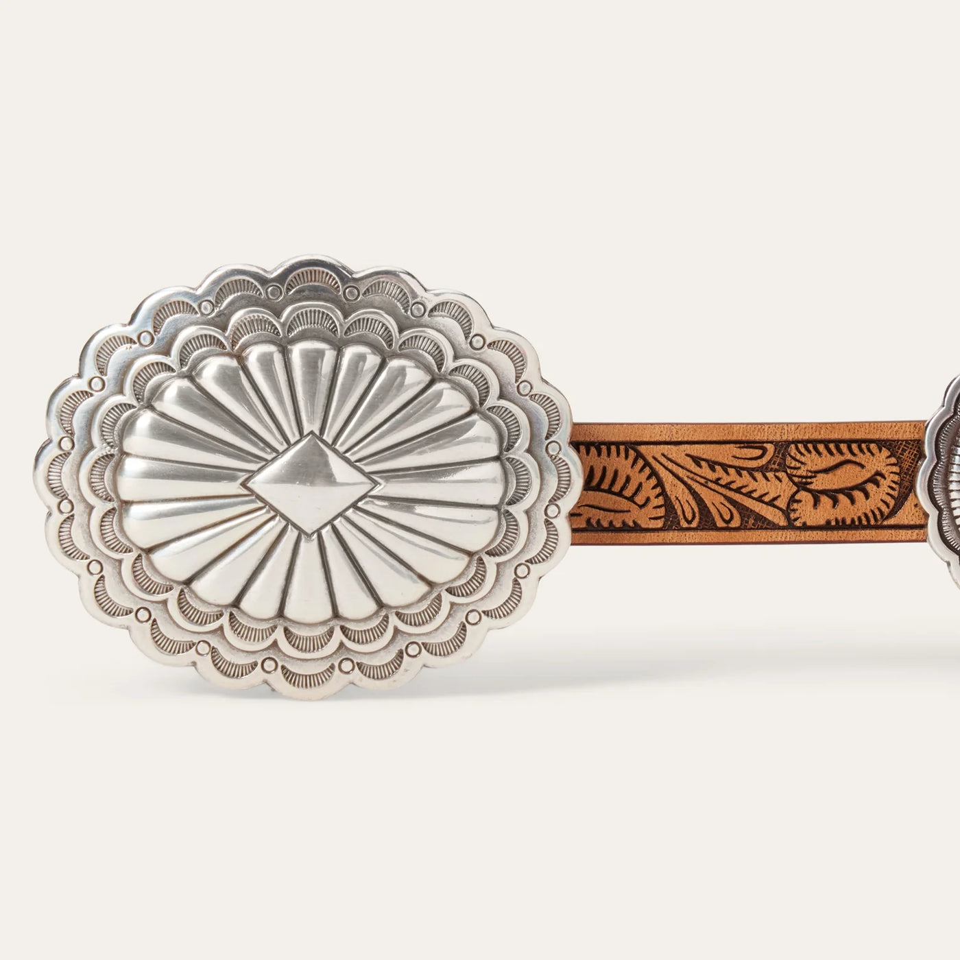 Chico\'s Tooled Leather Belt Size L Conchos Statement Buckle Wide Western Boho Chicos Concho Belt - Etsy main image 2