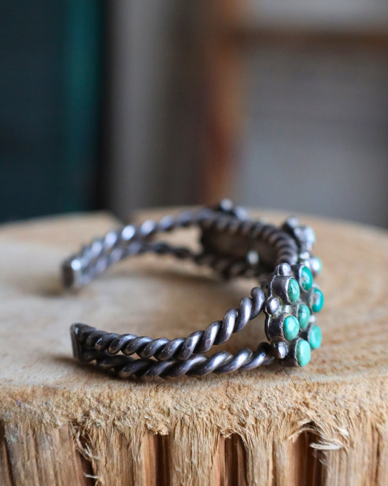 Vintage Green Turquoise Rope Cuff