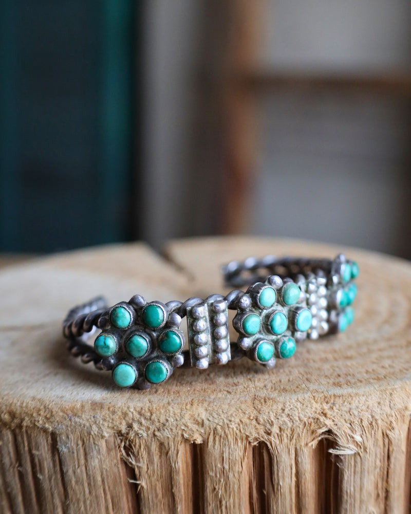 Vintage Green Turquoise Rope Cuff