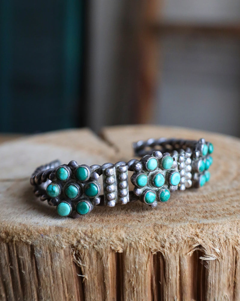 Vintage Green Turquoise Rope Cuff