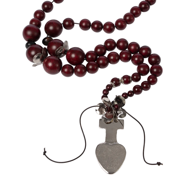 Blessing beads, lacquered sangre red with nickel Bendita Vida