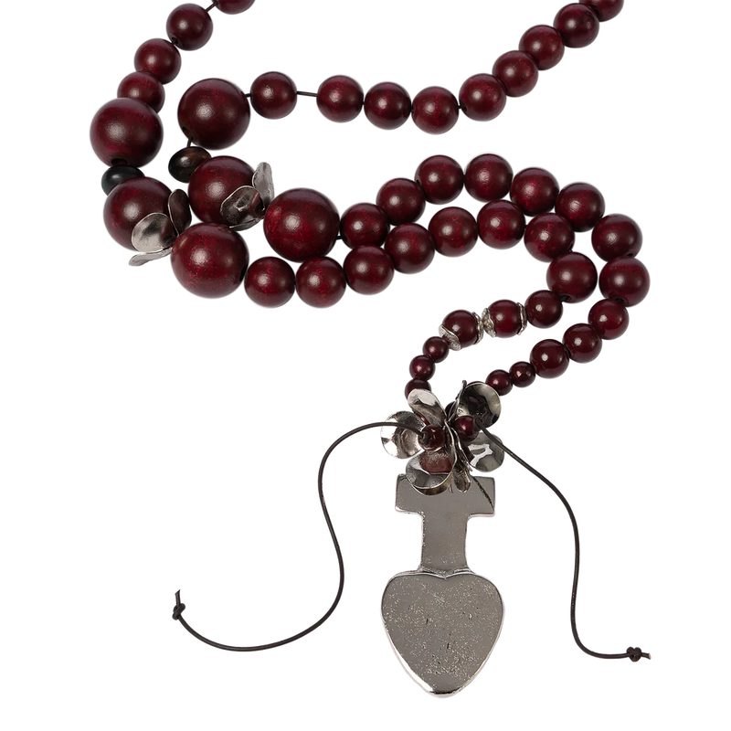 Blessing beads, lacquered sangre red with nickel Bendita Vida