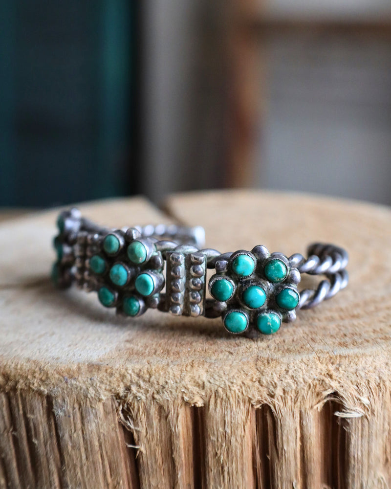 Vintage Green Turquoise Rope Cuff