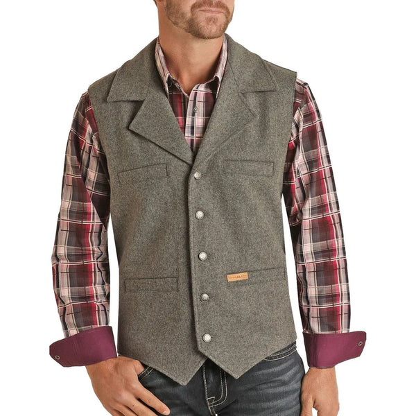 Panhandle Button Down Solid Montana Charcoal Vest