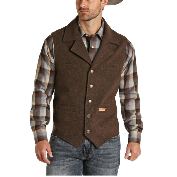 Powder River Outfitters Men's Wool Brown Heather Vest 