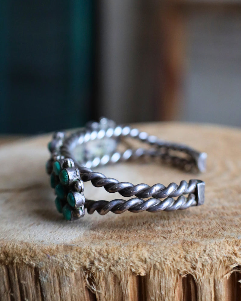 Vintage Green Turquoise Rope Cuff