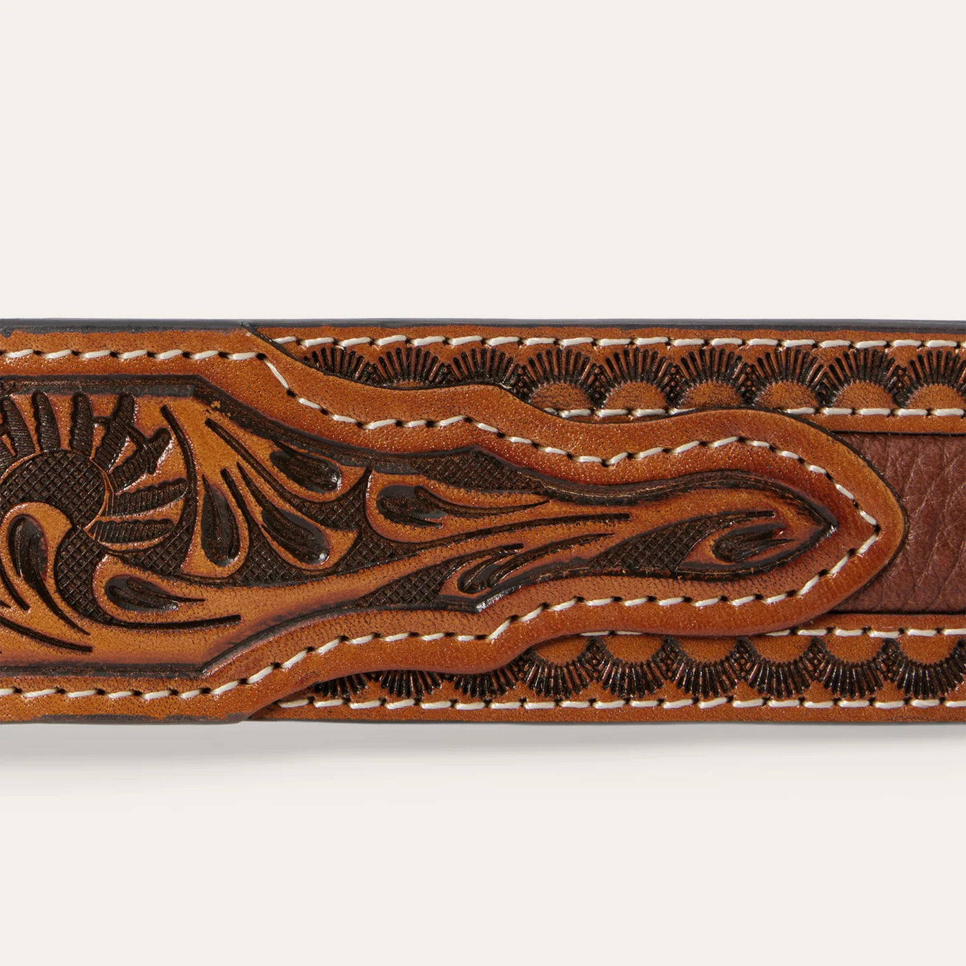 Stetson Contrast Stitch Western Tab Belt Tobacco Size 36 Caiman Western Tab Belt - 1 1/4 main image 2