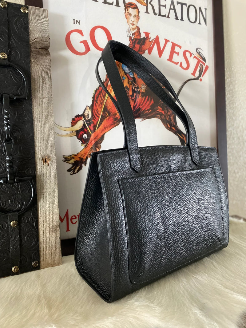 Lovleathers Black Pebble Grain Leather Tote Bag