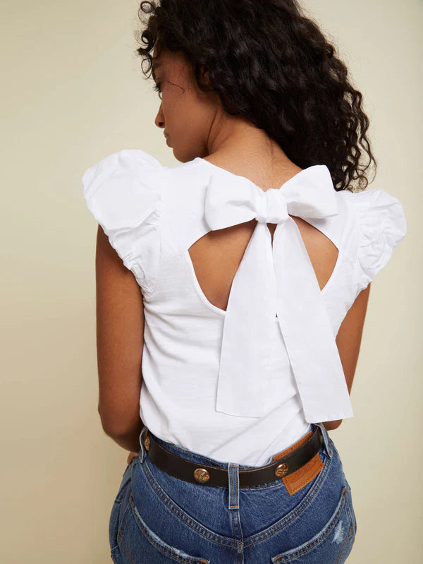 NATION AUDRA BUBBLE SLEEVE TOP
