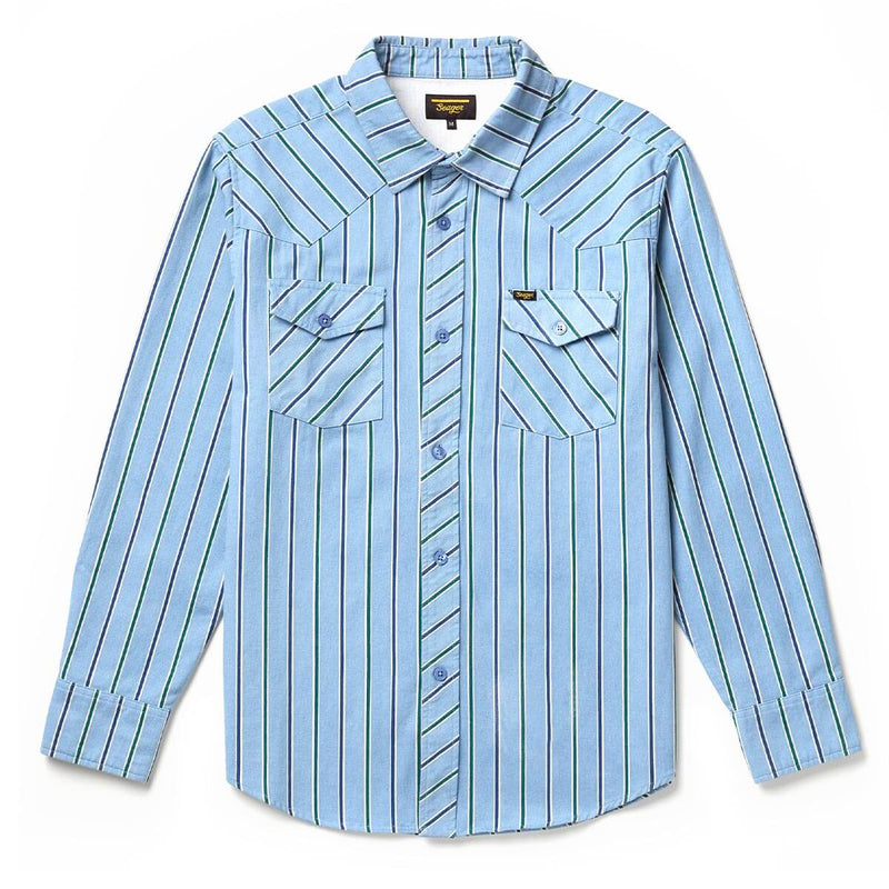 Seager Amarillo L/S Shirt Steel Blue Stripe
