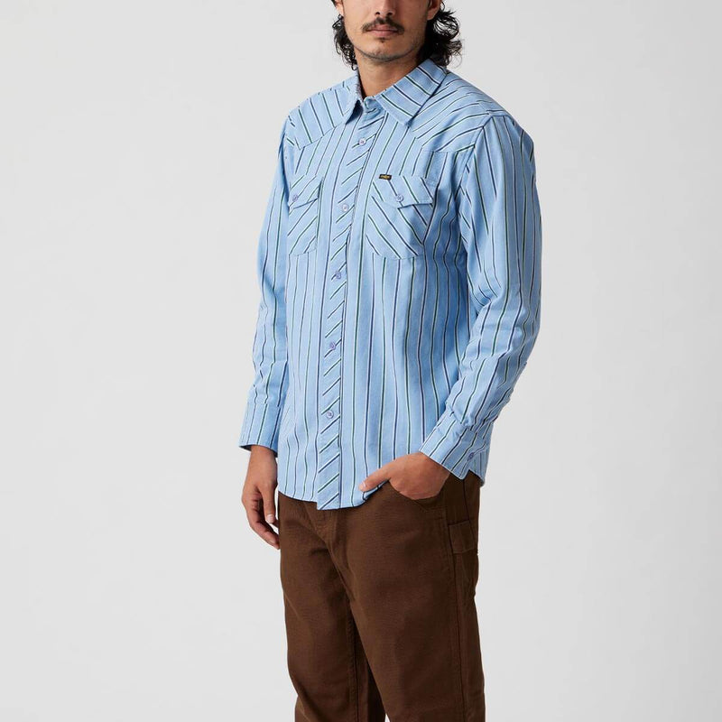 Seager Amarillo L/S Shirt Steel Blue Stripe